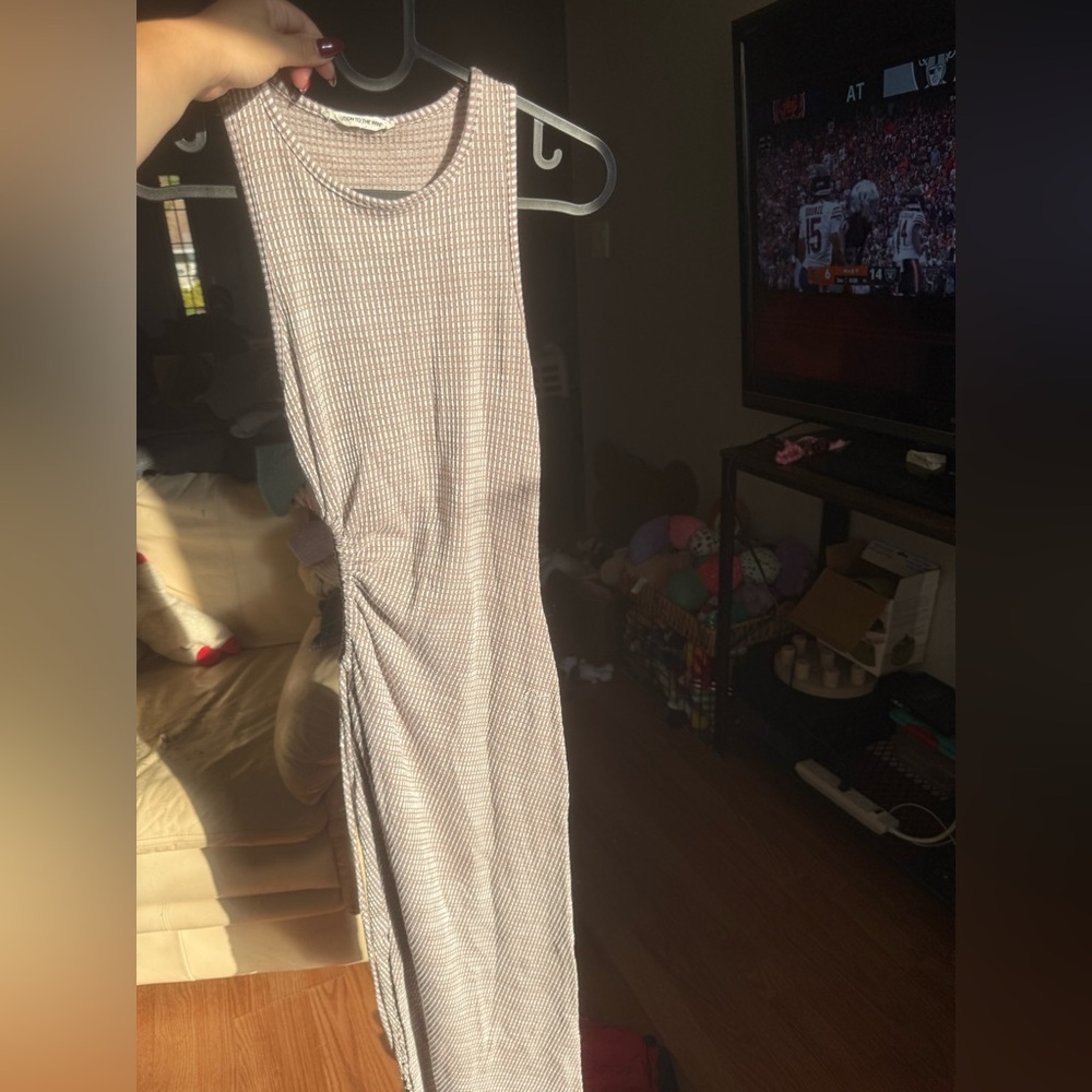 Caution To The Wind Gray Maxi Dress with Side Tie